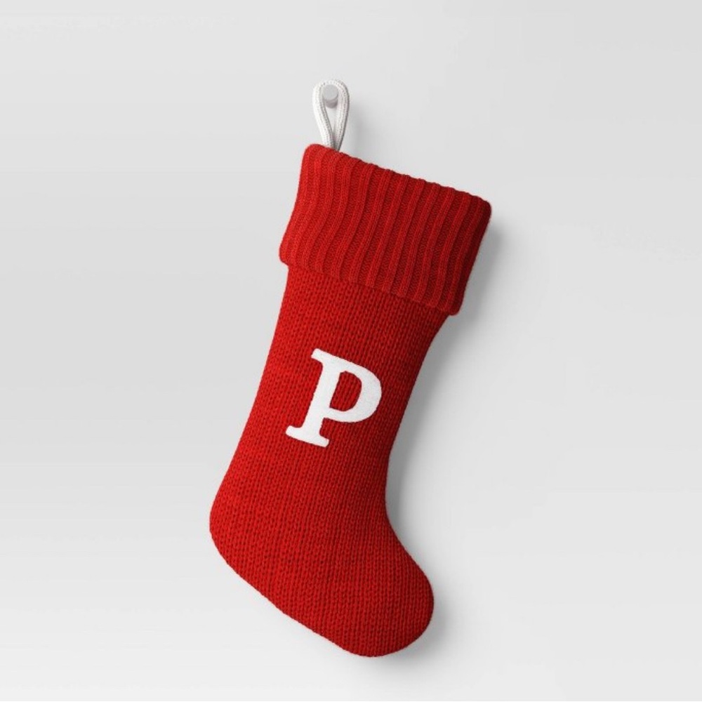 New Red Knit Monogram Christmas Stocking by Wonder Shop
